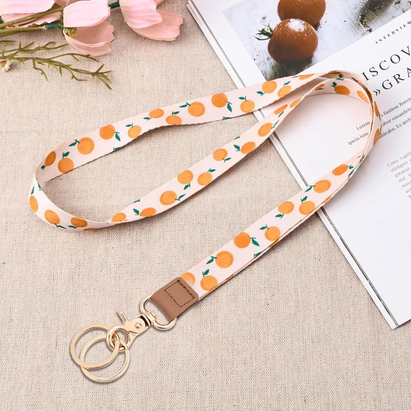 Knagsfa Badge Lanyard for Keys, Neck Lanyard Strap with Dual Keyrings Metal Hook for ID Badges, Long Cute Lanyard Keychain for Women Girls, Fresh Oranges - Image 5